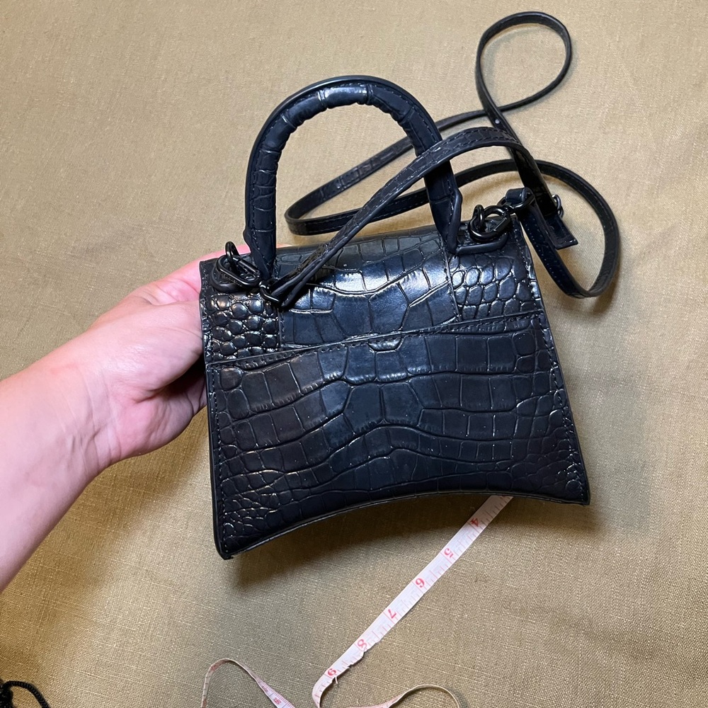 Black Croc-Embossed Handbag